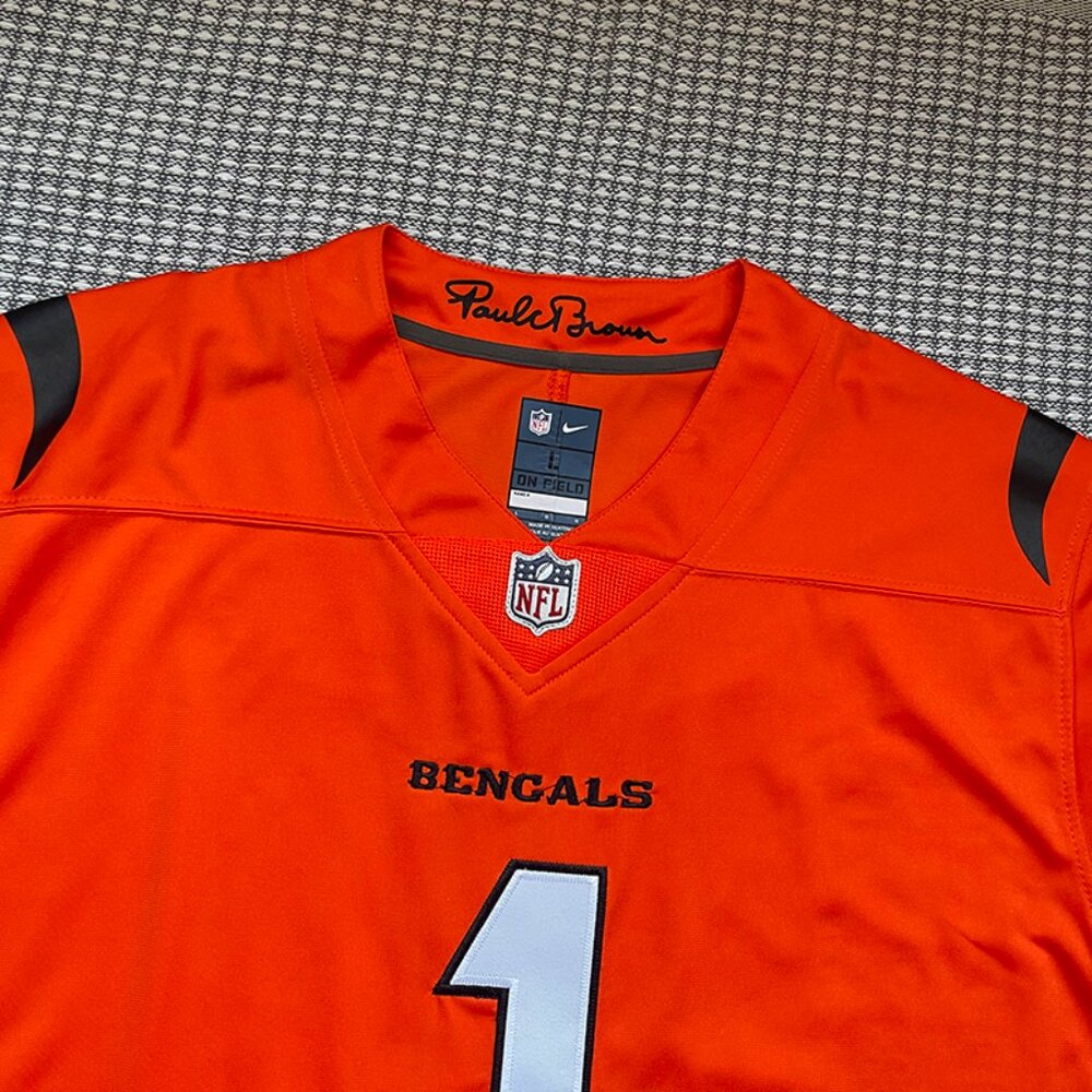 Nike Ja'Marr Chase #1 Orange Cincinnati Bengals Jersey - Picture 2 of 7